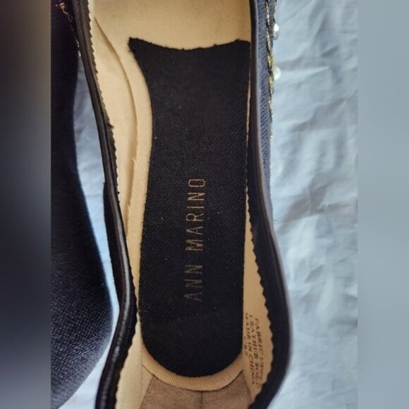 Ann Marino Fabric Upper Leather Sole. Black. Beaded  Pointed. Size 8.5M - Picture 6 of 7